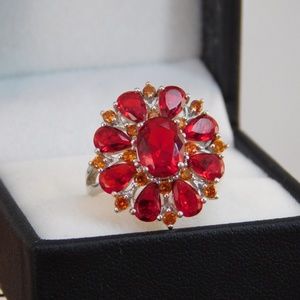 Stunning orange and red cocktail ring.